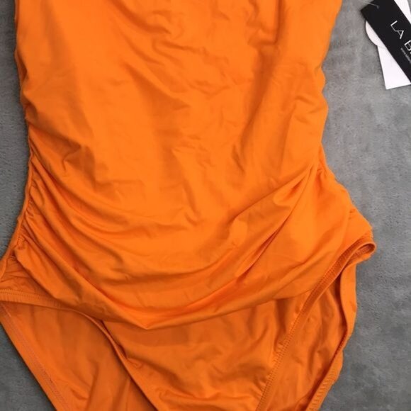 La Blanca Island Goddess One-Piece Swimsuit Tangerine Size 12 New - Picture 5 of 9